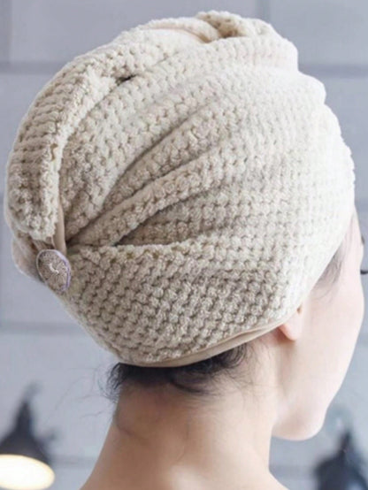 1pc Microfiber Hair Towel For Women, Super Absorbent & Quick Dry Hair Drying Wrap With Elastic Strap, Suitable For Long & Short Hair, Perfect For Home Use