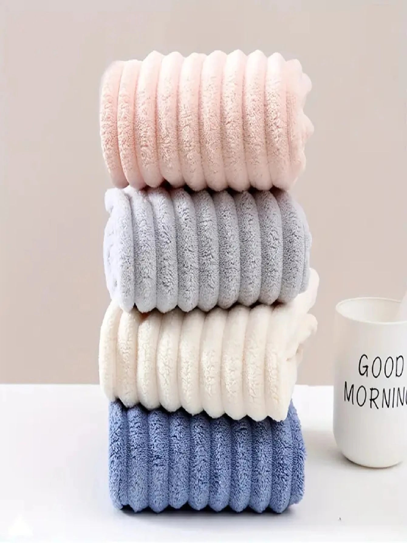 1pc Microfiber Towel, 300Gsm Soft Wavy Hair Drying Cap, Minimalist Solid Color Bathroom Towel, Super Absorbent Quick Dry Curly Hair Turban, Anti-Frizz Wet Hair Bath Cap, Bathroom Accessories