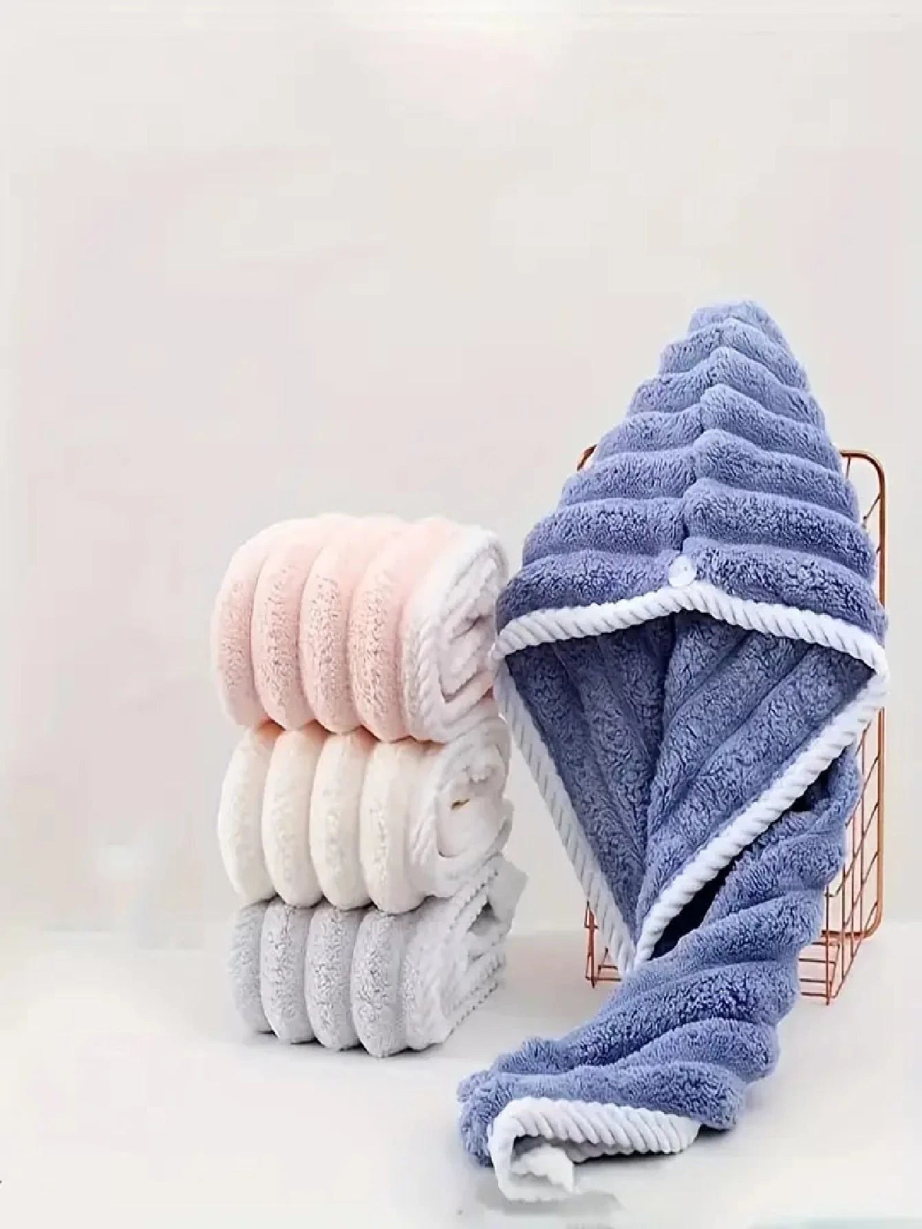 1pc Microfiber Towel, 300Gsm Soft Wavy Hair Drying Cap, Minimalist Solid Color Bathroom Towel, Super Absorbent Quick Dry Curly Hair Turban, Anti-Frizz Wet Hair Bath Cap, Bathroom Accessories