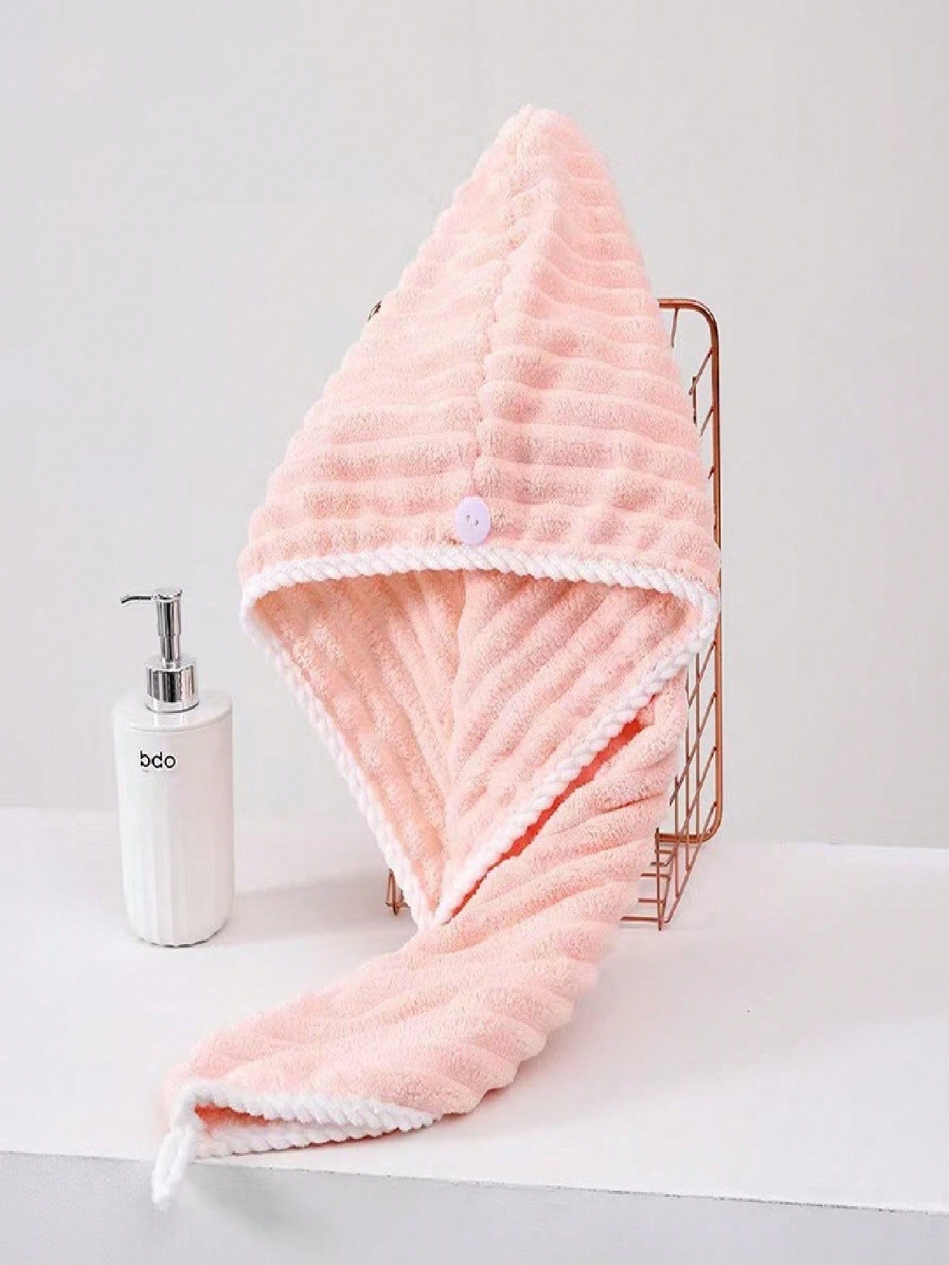 1pc Microfiber Towel, 300Gsm Soft Wavy Hair Drying Cap, Minimalist Solid Color Bathroom Towel, Super Absorbent Quick Dry Curly Hair Turban, Anti-Frizz Wet Hair Bath Cap, Bathroom Accessories