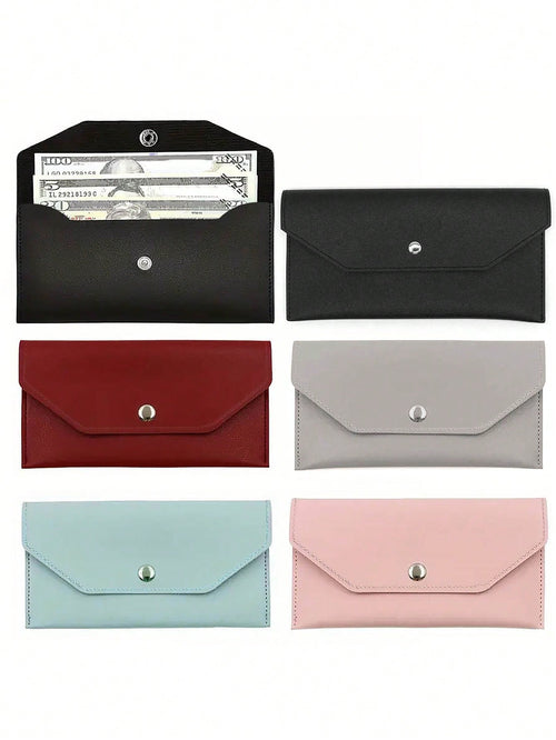 1pc Minimalist Faux Leather Reusable Cash Envelope With Card Slots Fashionable Solid Color Pouch For Daily Use Cash Envelope Wallet Envelope Wallets Burgundy Gifts For Women Wallet Purse Wallet Long W