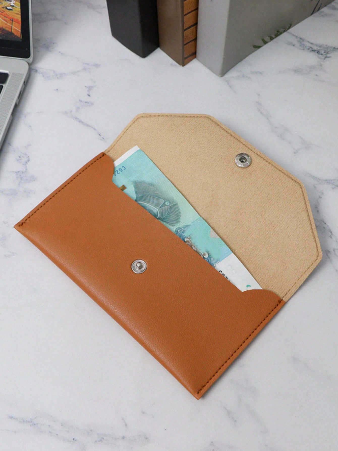1pc Minimalist Faux Leather Reusable Cash Envelope With Card Slots Fashionable Solid Color Pouch For Daily Use Cash Envelope Wallet Envelope Wallets Burgundy Gifts For Women Wallet Purse Wallet Long W