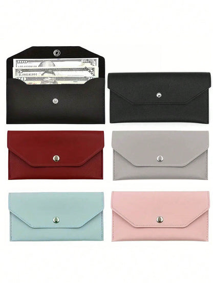 1pc Minimalist Faux Leather Reusable Cash Envelope With Card Slots Fashionable Solid Color Pouch For Daily Use Cash Envelope Wallet Envelope Wallets Burgundy Gifts For Women Wallet Purse Wallet Long W