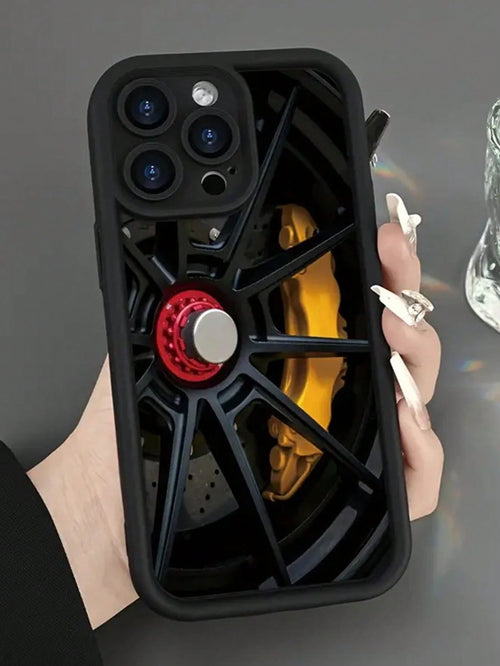 1pc Modified Car Wheel Rim Brake Caliper Phone Case Compatible With Apple 11/12/13/14/15/16/17 Pro Max