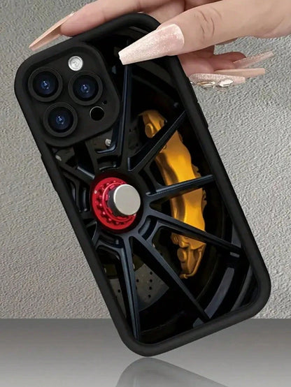 1pc Modified Car Wheel Rim Brake Caliper Phone Case Compatible With Apple 11/12/13/14/15/16/17 Pro Max