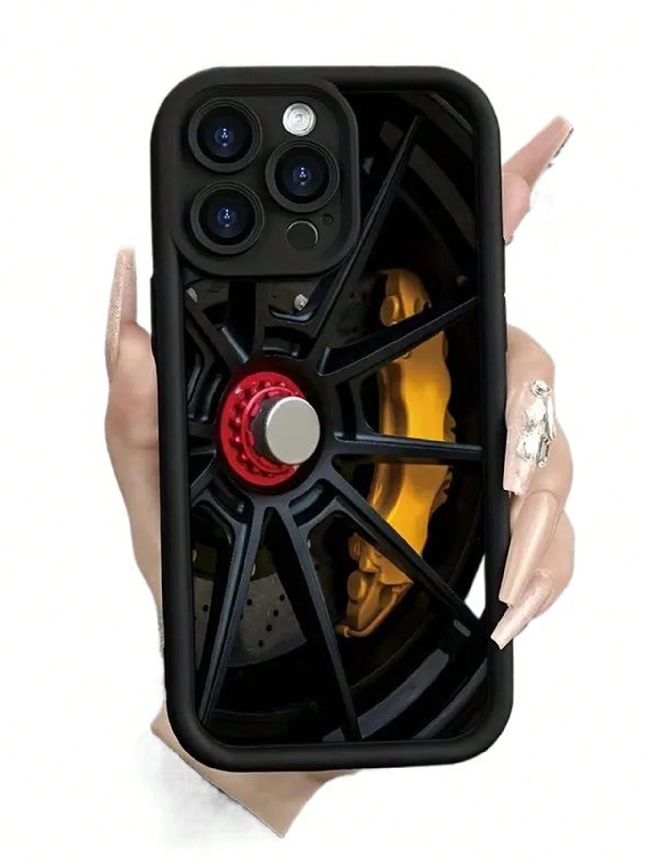 1pc Modified Car Wheel Rim Brake Caliper Phone Case Compatible With Apple 11/12/13/14/15/16/17 Pro Max