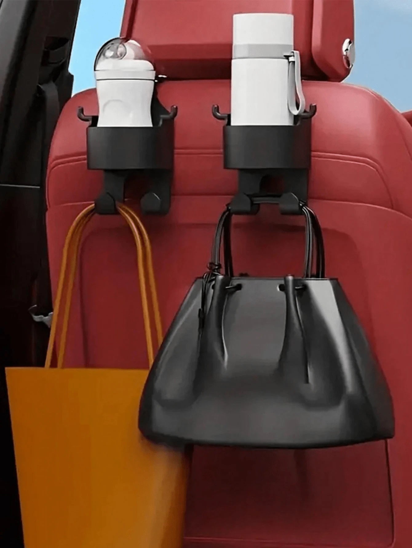 1pc Multi-Function Car Seat Back Hook, 2-In-1 Car Hook With Cup Holder, Car Interior Accessory