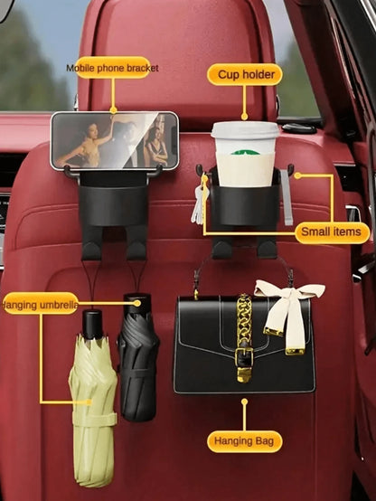1pc Multi-Function Car Seat Back Hook, 2-In-1 Car Hook With Cup Holder, Car Interior Accessory