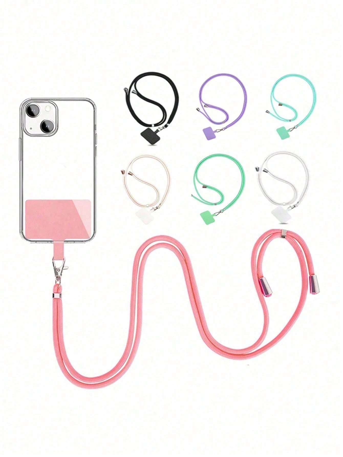 1pc Multifunctional Macaron Adjustable Lanyard Phone Strap Detachable Colorful Neck Hanging Phone Key Holder String Rope Universal Compatibility Anti-Lost Crossbody Shoulder Strap For Skiing Running H