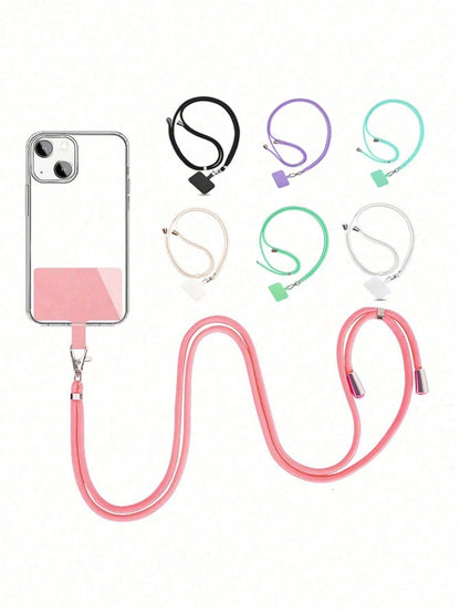 1pc Multifunctional Macaron Adjustable Lanyard Phone Strap Detachable Colorful Neck Hanging Phone Key Holder String Rope Universal Compatibility Anti-Lost Crossbody Shoulder Strap For Skiing Running H