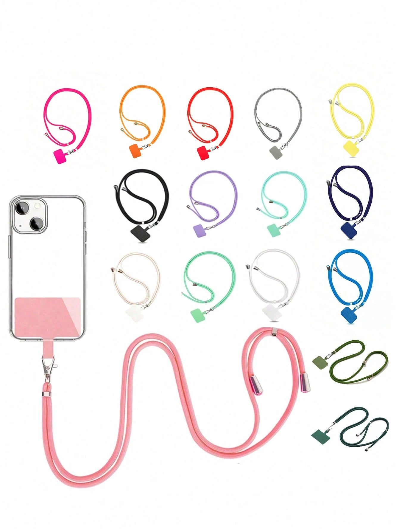 1pc Multifunctional Macaron Adjustable Lanyard Phone Strap Detachable Colorful Neck Hanging Phone Key Holder String Rope Universal Compatibility Anti-Lost Crossbody Shoulder Strap For Skiing Running H