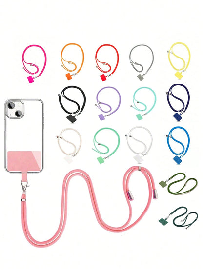 1pc Multifunctional Macaron Adjustable Lanyard Phone Strap Detachable Colorful Neck Hanging Phone Key Holder String Rope Universal Compatibility Anti-Lost Crossbody Shoulder Strap For Skiing Running H