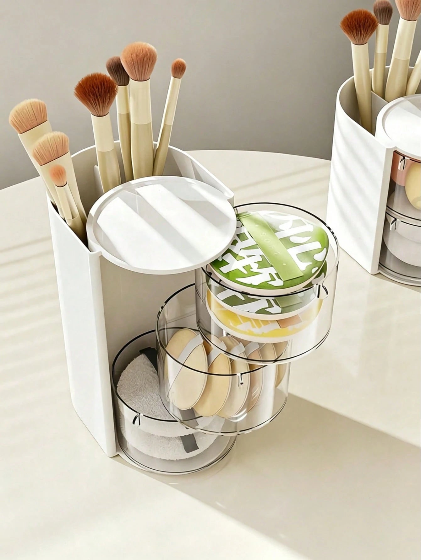 1pc Multifunctional Rotating Desktop Organizer Box, Compartmentalized Storage, Convenient For Storing Small Girls' Hair Accessories, Elastics, Jewelry, DIY Crafts And Small Tools, Suitable For Necklac