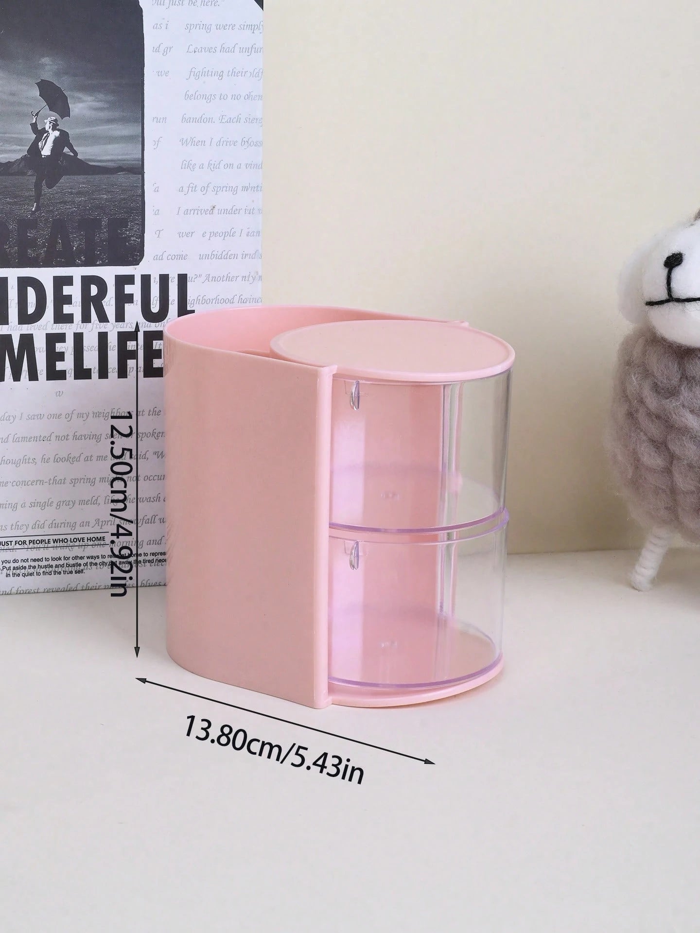 1pc Multifunctional Rotating Desktop Organizer Box, Compartmentalized Storage, Convenient For Storing Small Girls' Hair Accessories, Elastics, Jewelry, DIY Crafts And Small Tools, Suitable For Necklac