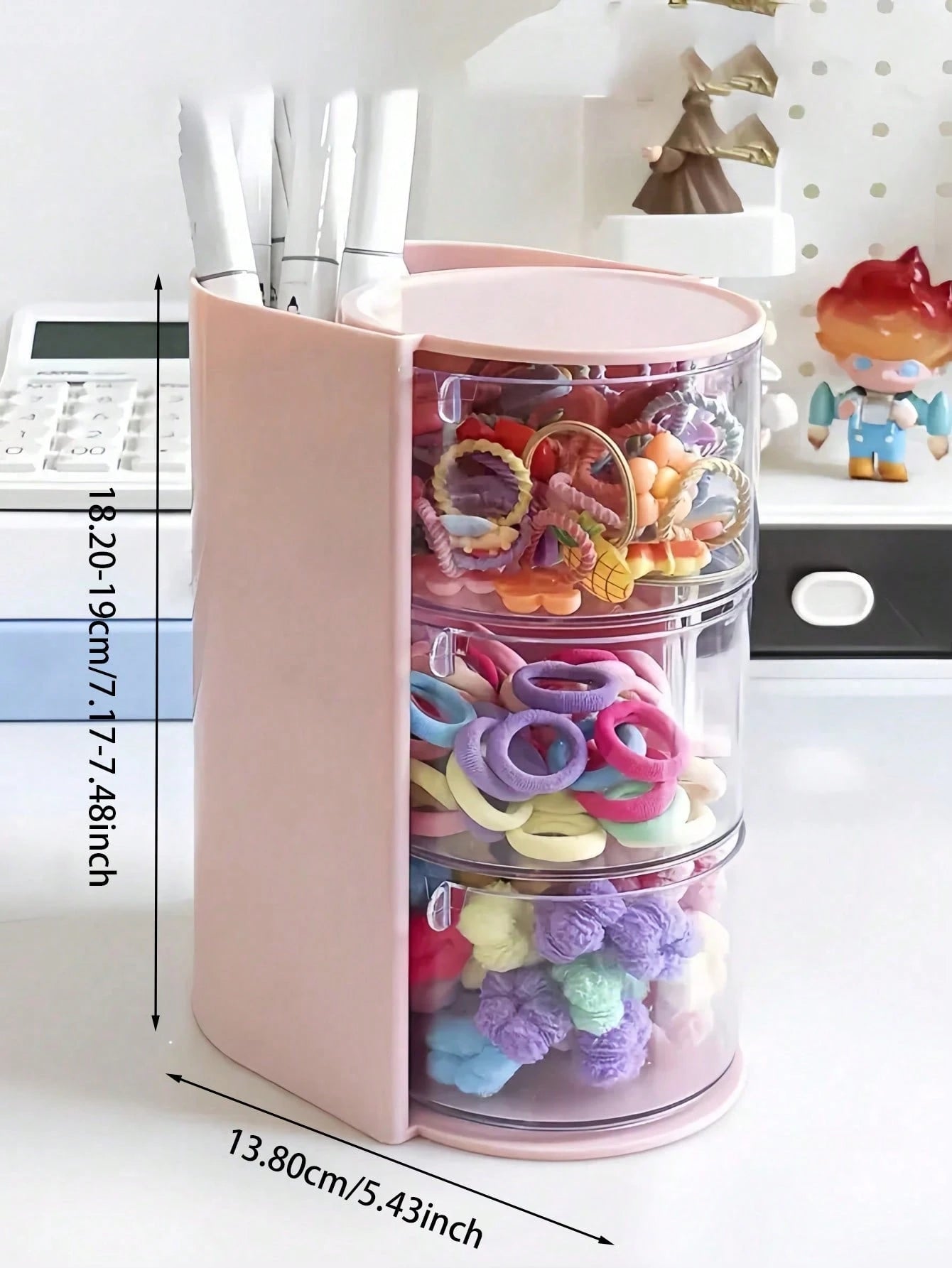 1pc Multifunctional Rotating Desktop Organizer Box, Compartmentalized Storage, Convenient For Storing Small Girls' Hair Accessories, Elastics, Jewelry, DIY Crafts And Small Tools, Suitable For Necklac