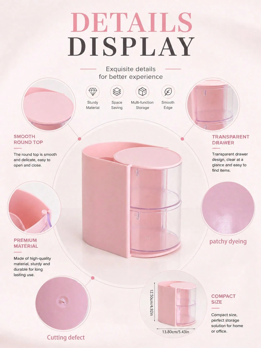 1pc Multifunctional Rotating Desktop Organizer Box, Compartmentalized Storage, Convenient For Storing Small Girls' Hair Accessories, Elastics, Jewelry, DIY Crafts And Small Tools, Suitable For Necklac