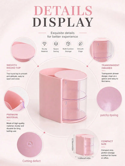 1pc Multifunctional Rotating Desktop Organizer Box, Compartmentalized Storage, Convenient For Storing Small Girls' Hair Accessories, Elastics, Jewelry, DIY Crafts And Small Tools, Suitable For Necklac