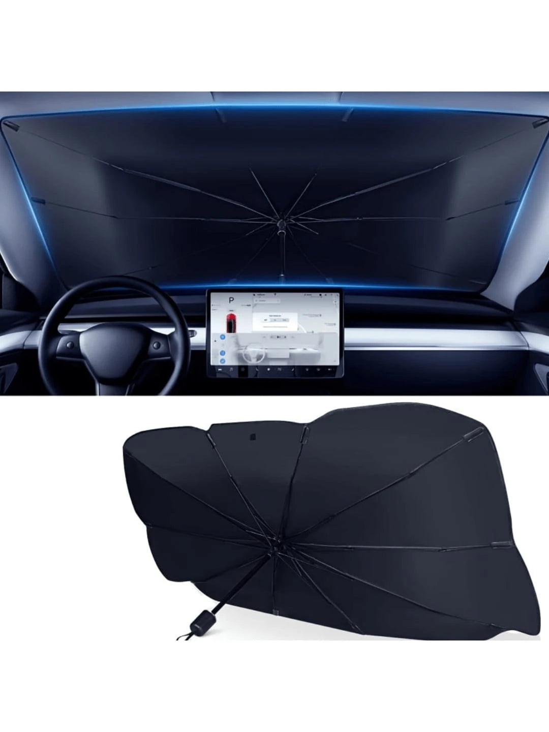 1pc Multifunctional Umbrella Sunshade Car Sunshade Window Sunshade Front Windshield Retractable Sunshade