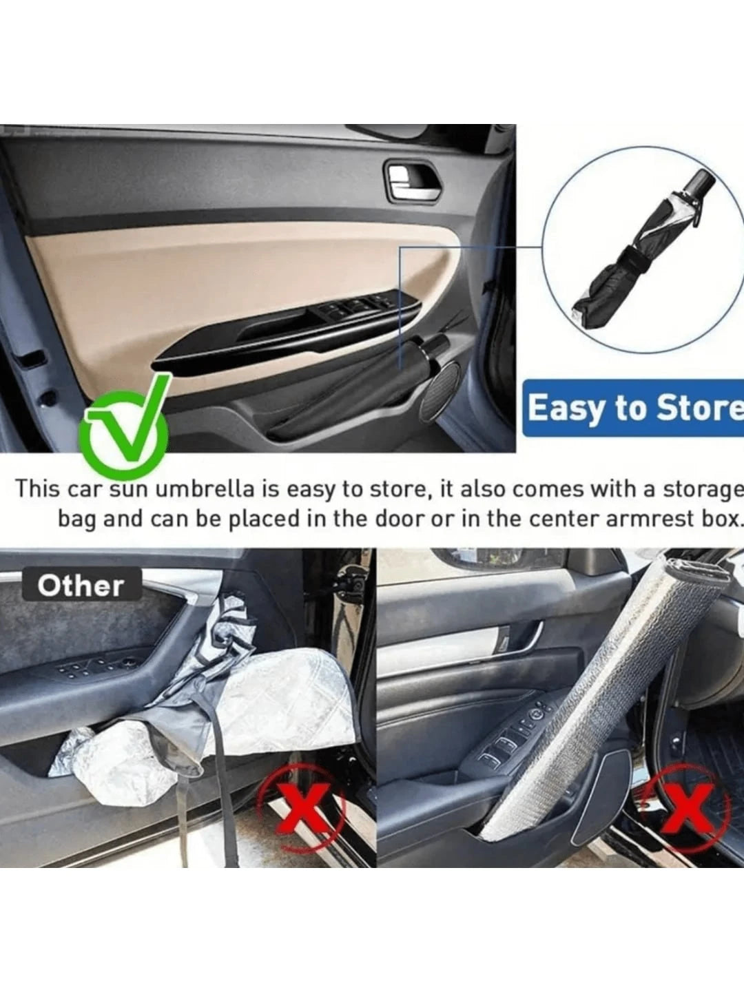 1pc Multifunctional Umbrella Sunshade Car Sunshade Window Sunshade Front Windshield Retractable Sunshade