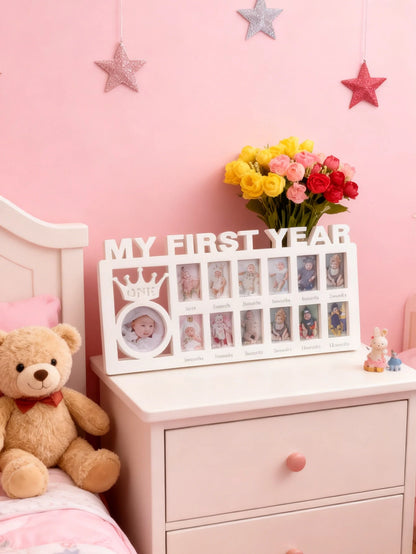1pc My First Year Baby/Toddler Growth Certificate Photo Frame, Wall Hanging Or Tabletop, Plastic Letter Decoration For Milestone