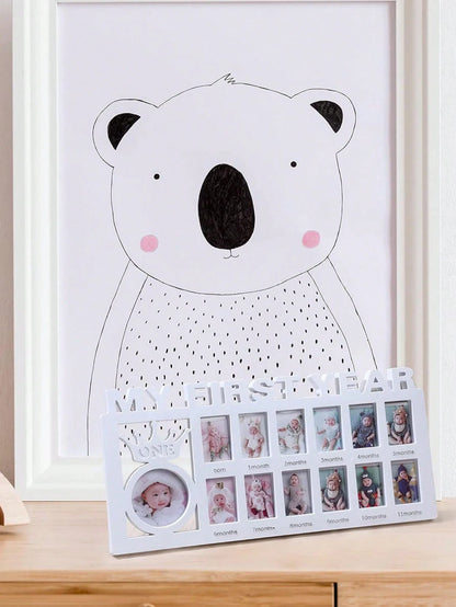 1pc My First Year Baby/Toddler Growth Certificate Photo Frame, Wall Hanging Or Tabletop, Plastic Letter Decoration For Milestone
