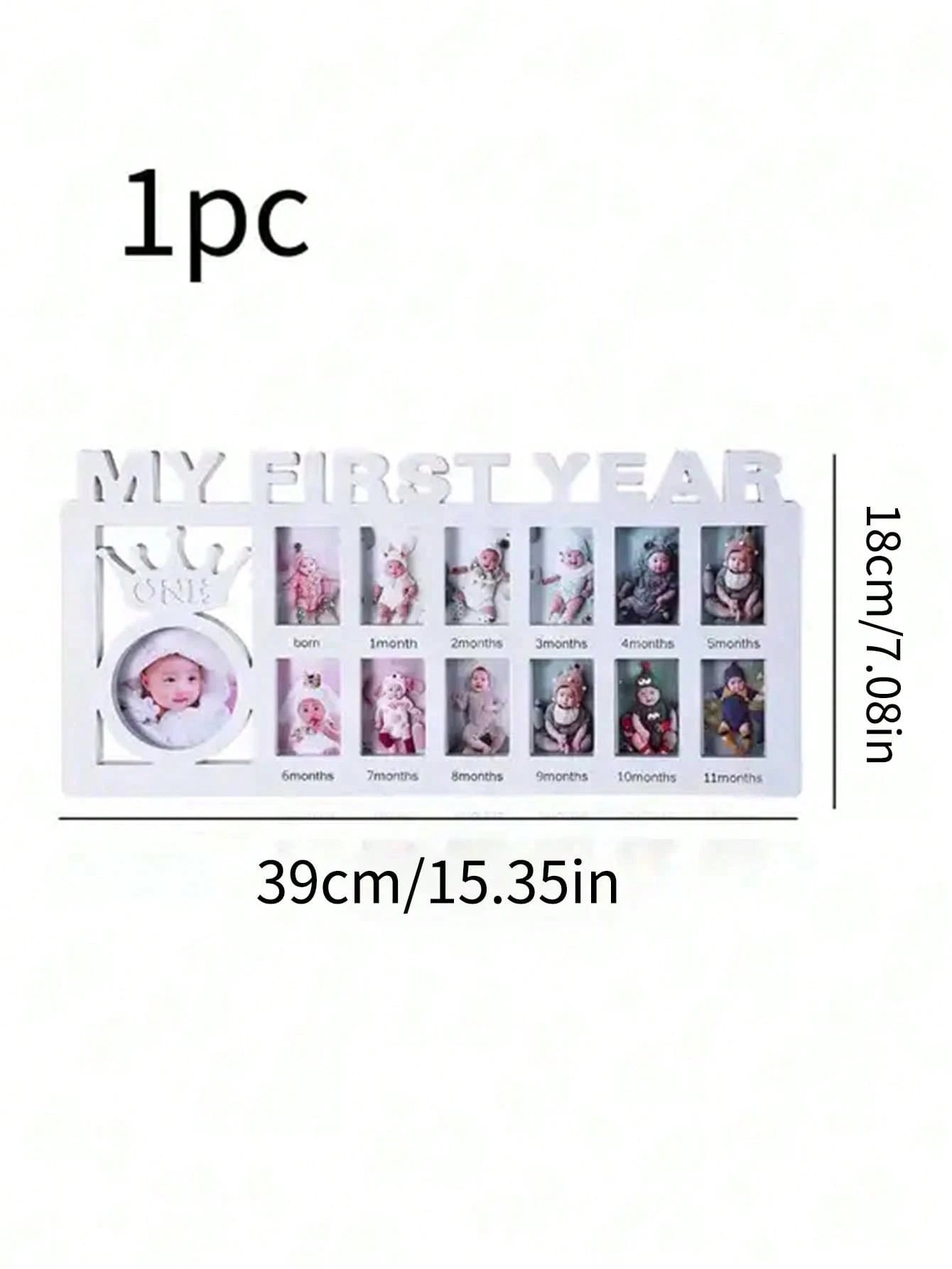 1pc My First Year Baby/Toddler Growth Certificate Photo Frame, Wall Hanging Or Tabletop, Plastic Letter Decoration For Milestone
