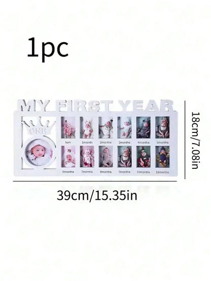 1pc My First Year Baby/Toddler Growth Certificate Photo Frame, Wall Hanging Or Tabletop, Plastic Letter Decoration For Milestone