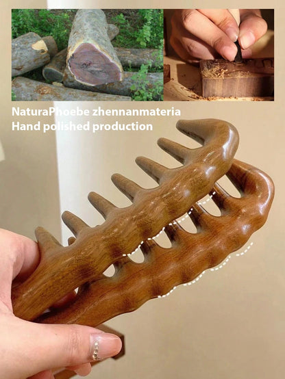 1pc Natural Sandalwood Wide Tooth Comb, Suitable For Women Wavy Hair Styling, Scalp Massage, Heat-Resistant, Anti-Static