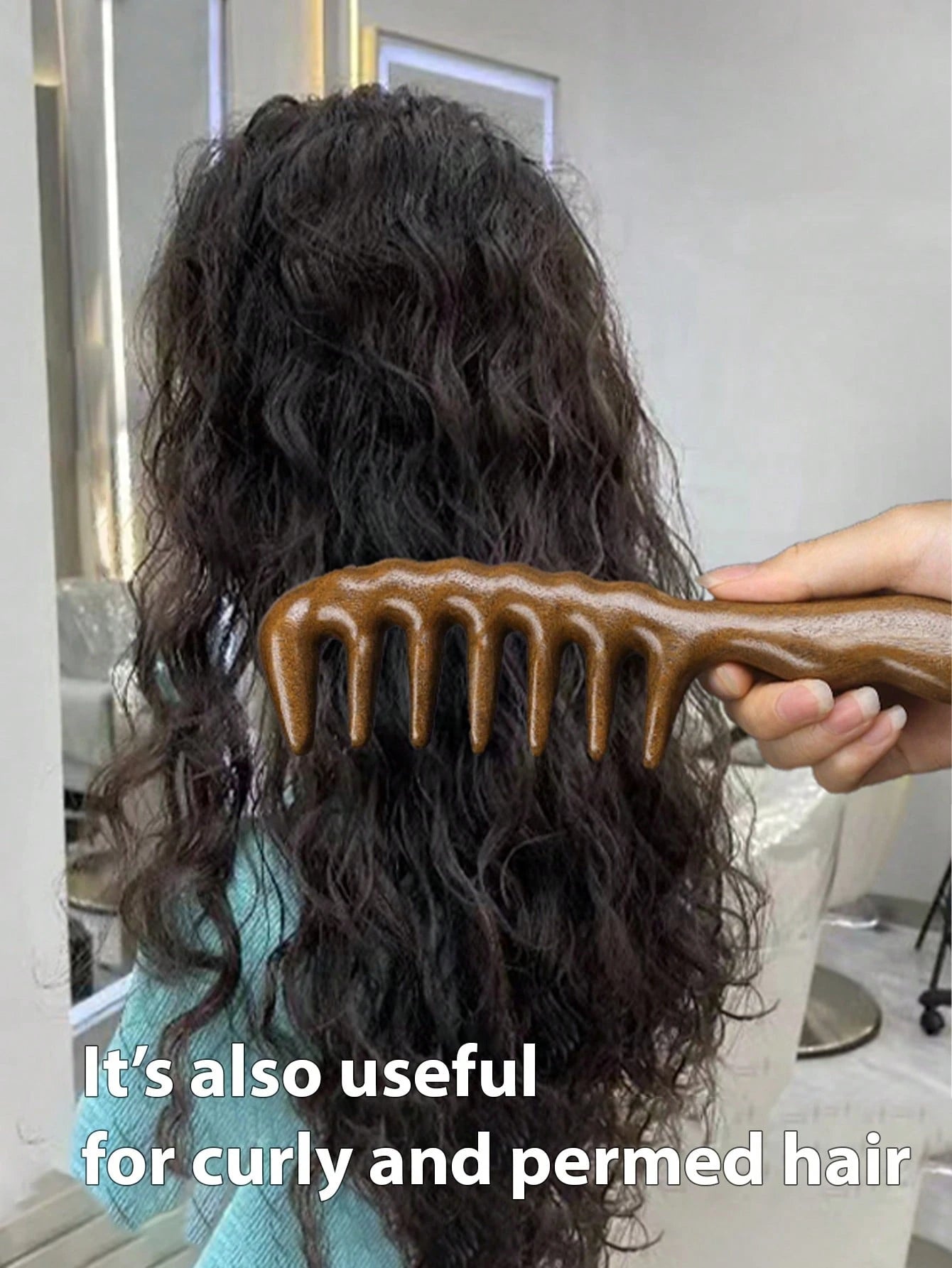 1pc Natural Sandalwood Wide Tooth Comb, Suitable For Women Wavy Hair Styling, Scalp Massage, Heat-Resistant, Anti-Static