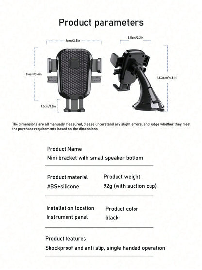 1pc New Car Dashboard Phone Holder, Suction Cup Car Phone Mount With Strong Suction, Universal Fit, Non-Blocking View