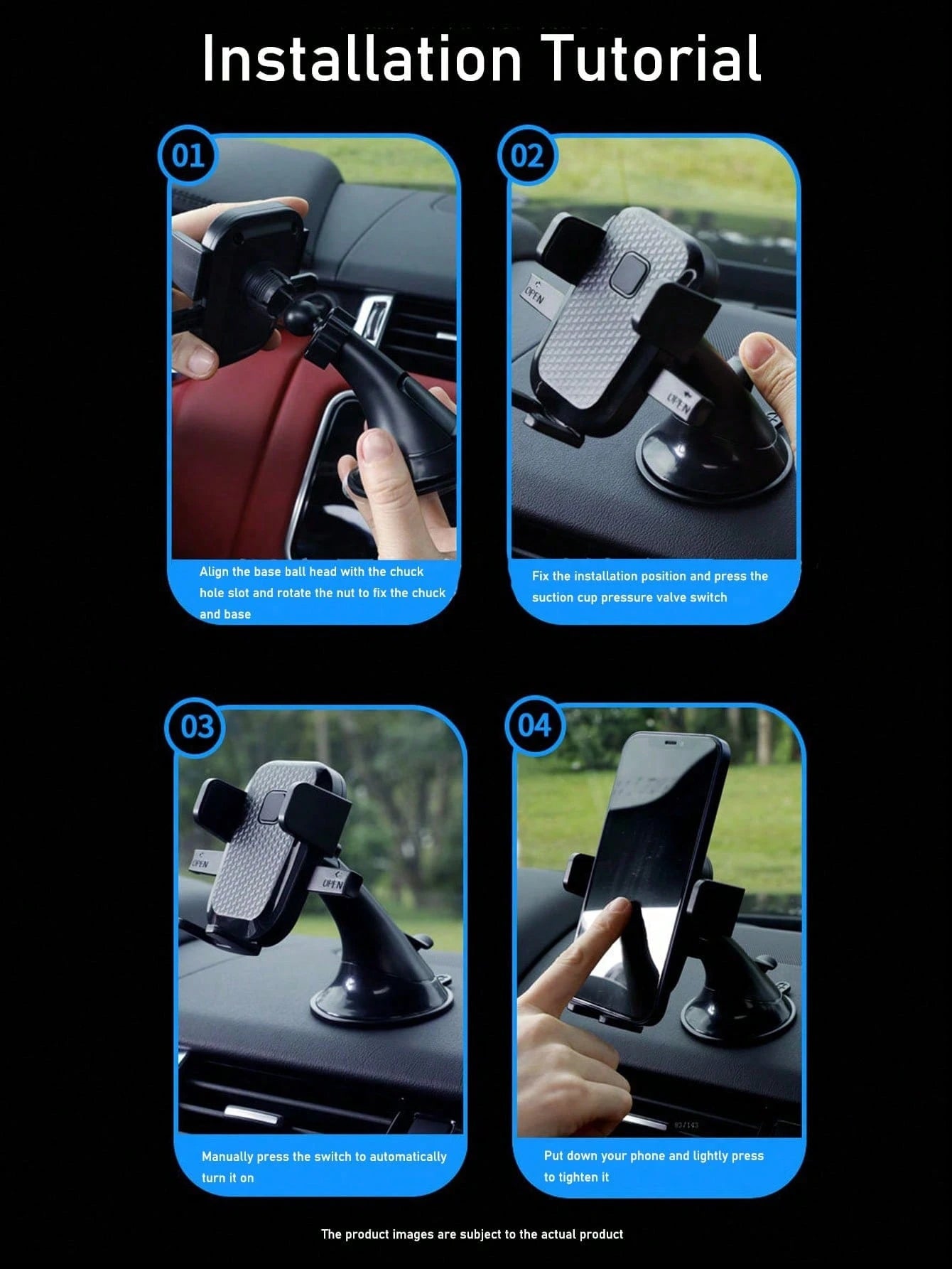 1pc New Car Dashboard Phone Holder, Suction Cup Car Phone Mount With Strong Suction, Universal Fit, Non-Blocking View