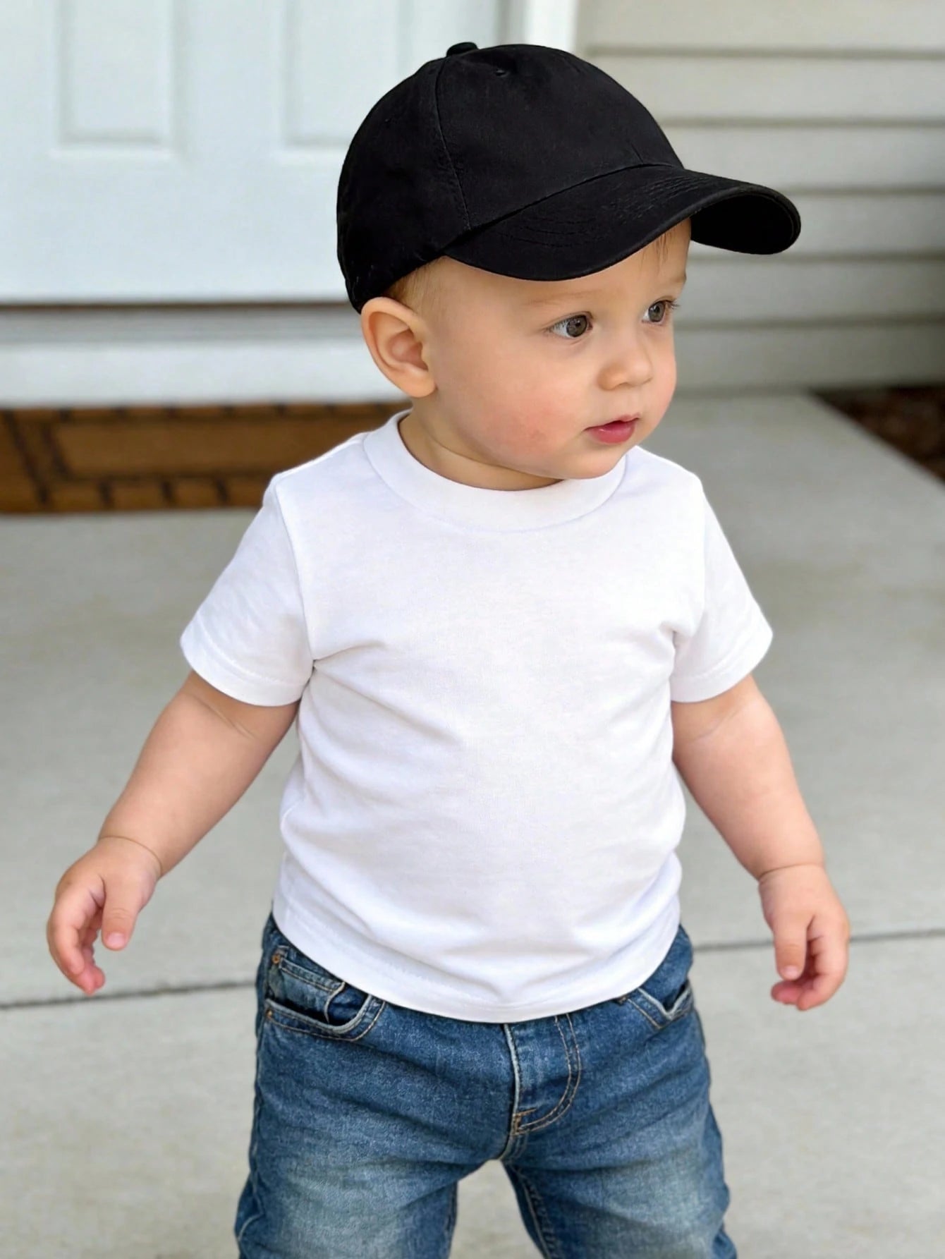 1pc Newborn Baby Boy/Girl Casual Cute Outfit Simple Vintage Style Round Neck Short Sleeve Soft & Comfortable T-Shirt Top, Spring/Summer, Suitable For Outdoor Sports, Social Gatherings, Weekend Play