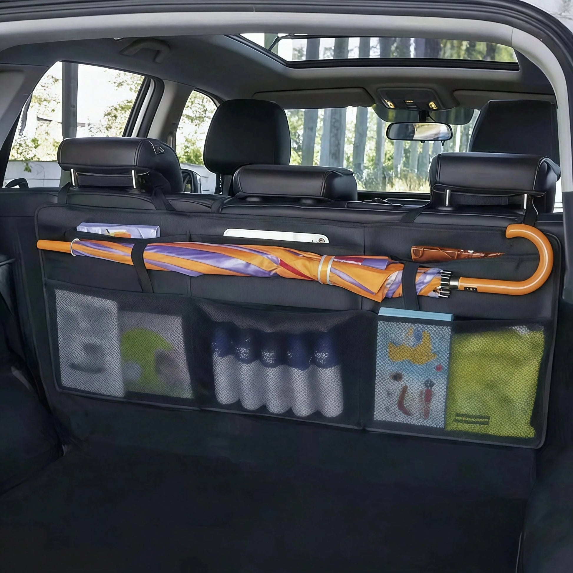 1pc Oxford Cloth Car Trunk Storage Bag, Car Rear Seat Hanging Bag, Foldable Car Storage Rack, Car Rear Seat Back Hanging Bag, Universal/PU Leather Seat Back Storage Hanging Bag, Waterproof And Wear-Re
