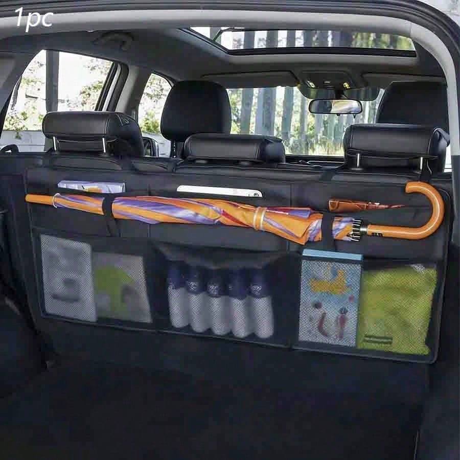 1pc Oxford Cloth Car Trunk Storage Bag, Car Rear Seat Hanging Bag, Foldable Car Storage Rack, Car Rear Seat Back Hanging Bag, Universal/PU Leather Seat Back Storage Hanging Bag, Waterproof And Wear-Re