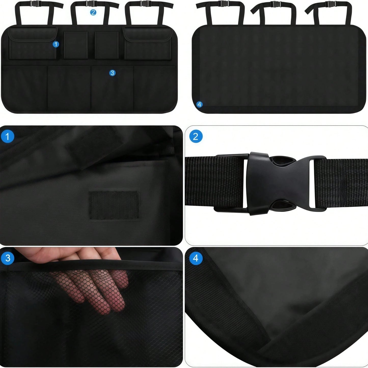 1pc Oxford Cloth Car Trunk Storage Bag, Car Rear Seat Hanging Bag, Foldable Car Storage Rack, Car Rear Seat Back Hanging Bag, Universal/PU Leather Seat Back Storage Hanging Bag, Waterproof And Wear-Re