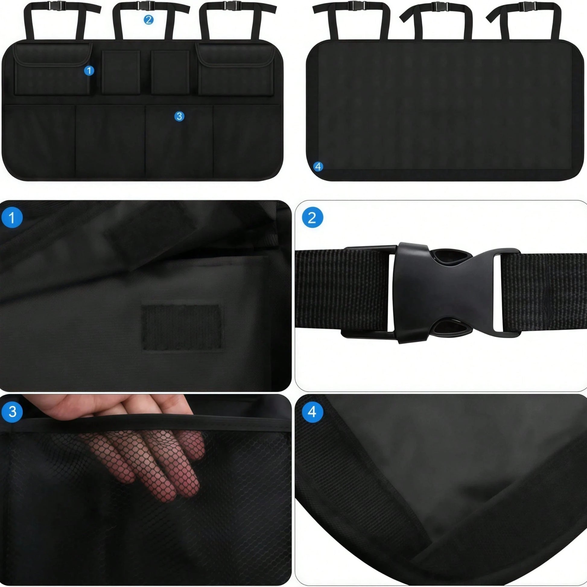 1pc Oxford Cloth Car Trunk Storage Bag, Car Rear Seat Hanging Bag, Foldable Car Storage Rack, Car Rear Seat Back Hanging Bag, Universal/PU Leather Seat Back Storage Hanging Bag, Waterproof And Wear-Re