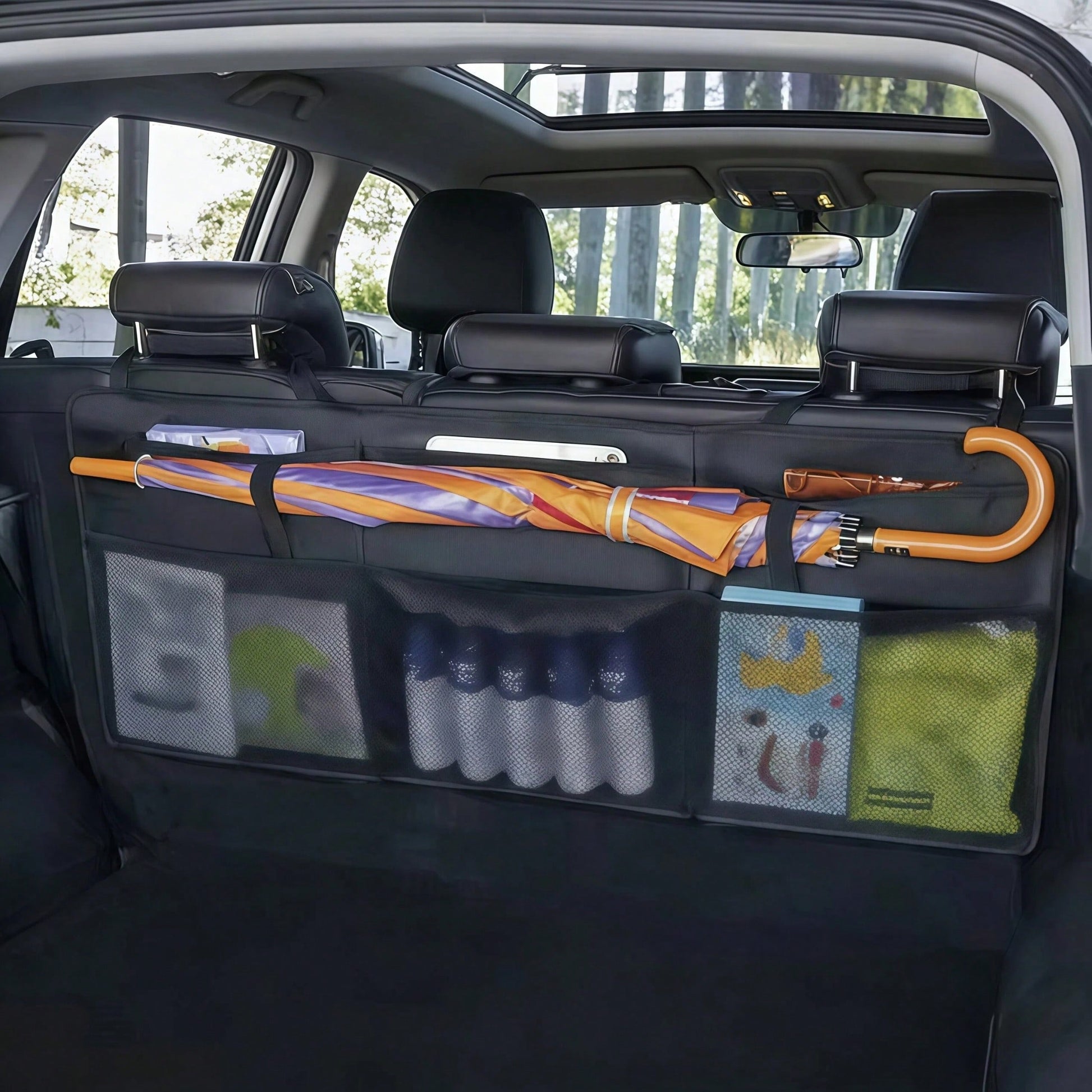 1pc Oxford Cloth Car Trunk Storage Bag, Car Rear Seat Hanging Bag, Foldable Car Storage Rack, Car Rear Seat Back Hanging Bag, Universal/PU Leather Seat Back Storage Hanging Bag, Waterproof And Wear-Re