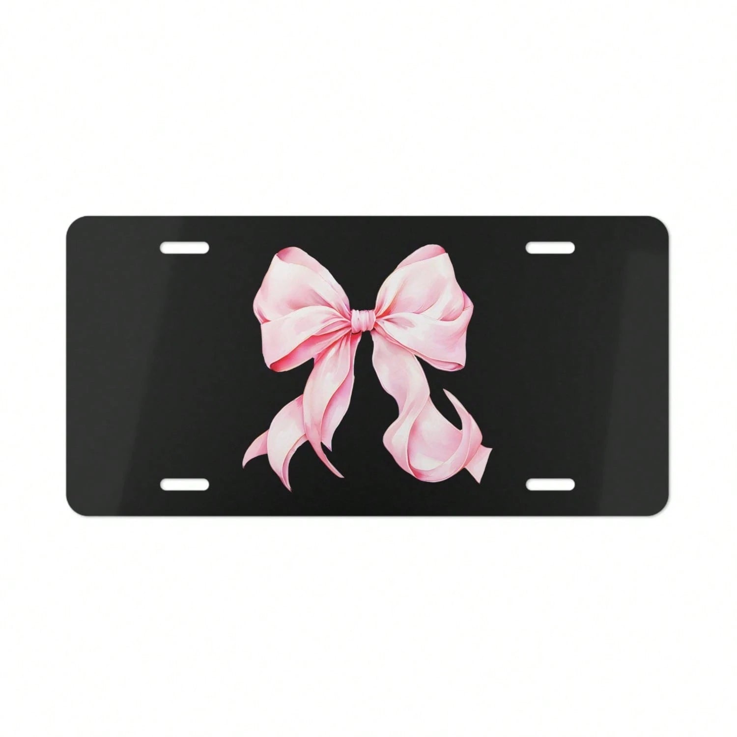 1Pc Pink Bow License Plate: Romantic Car Decor, Aluminum Plate License Plate Car Tag, Car Accessories Decor 6x12inch