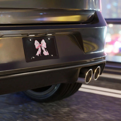 1Pc Pink Bow License Plate: Romantic Car Decor, Aluminum Plate License Plate Car Tag, Car Accessories Decor 6x12inch