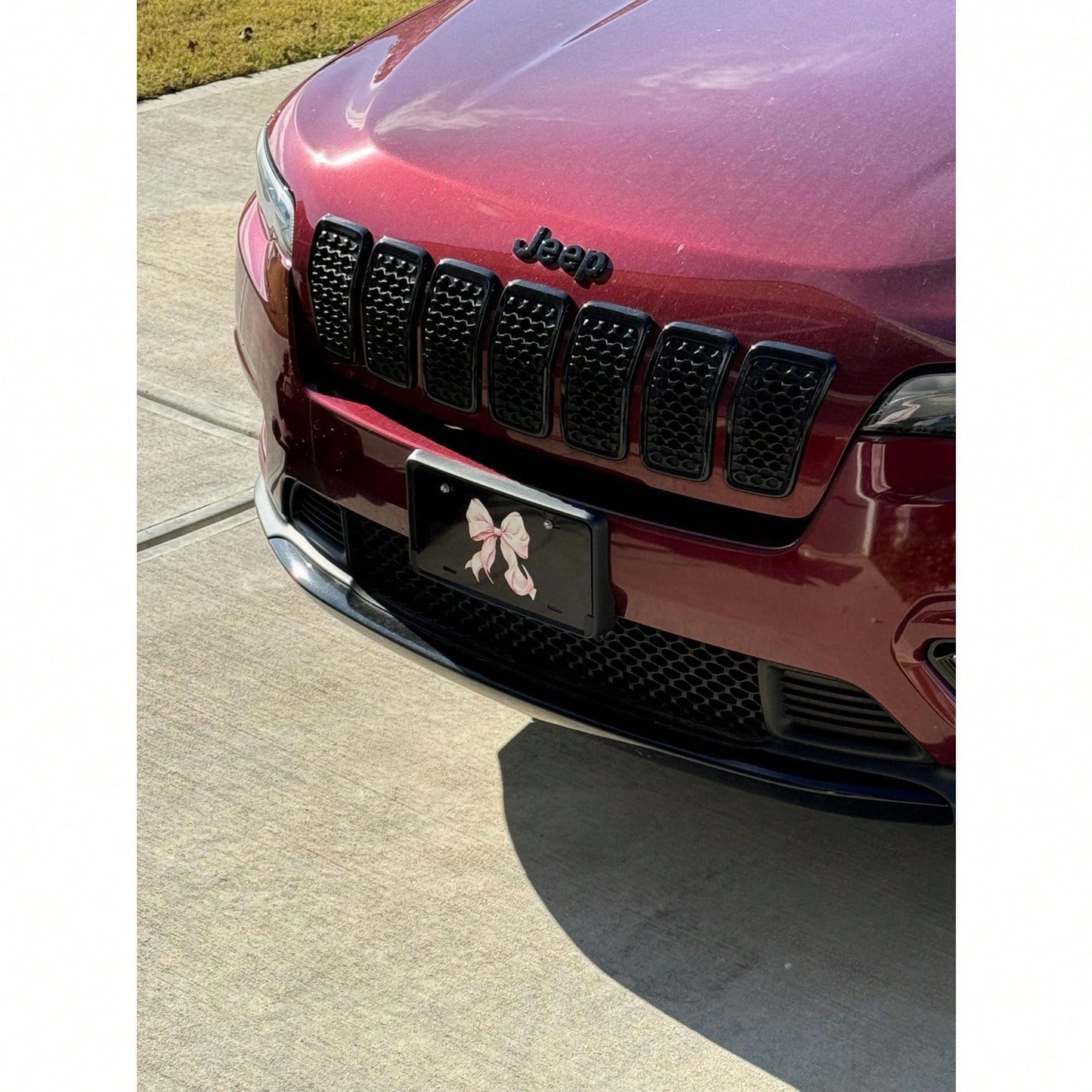 1Pc Pink Bow License Plate: Romantic Car Decor, Aluminum Plate License Plate Car Tag, Car Accessories Decor 6x12inch