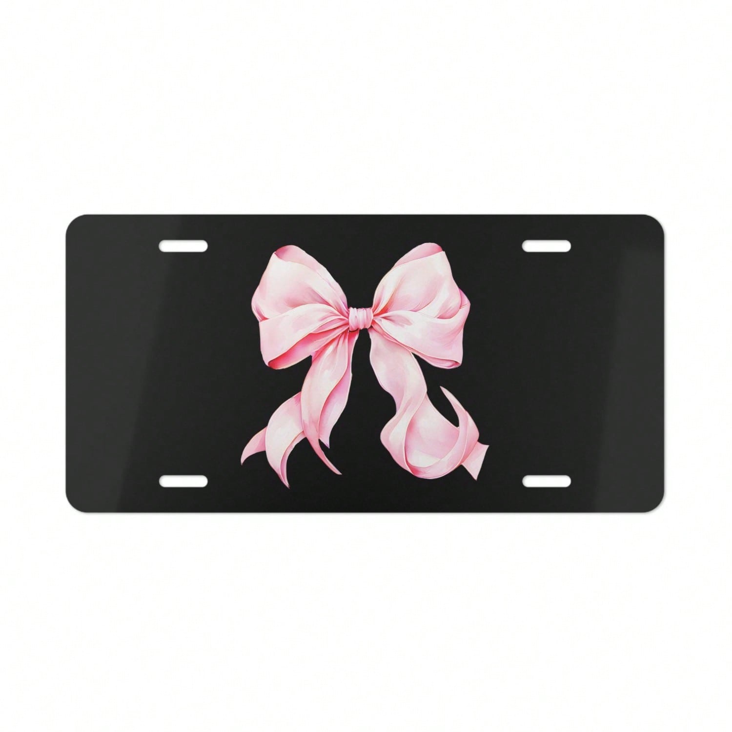 1Pc Pink Bow License Plate: Romantic Car Decor, Aluminum Plate License Plate Car Tag, Car Accessories Decor 6x12inch