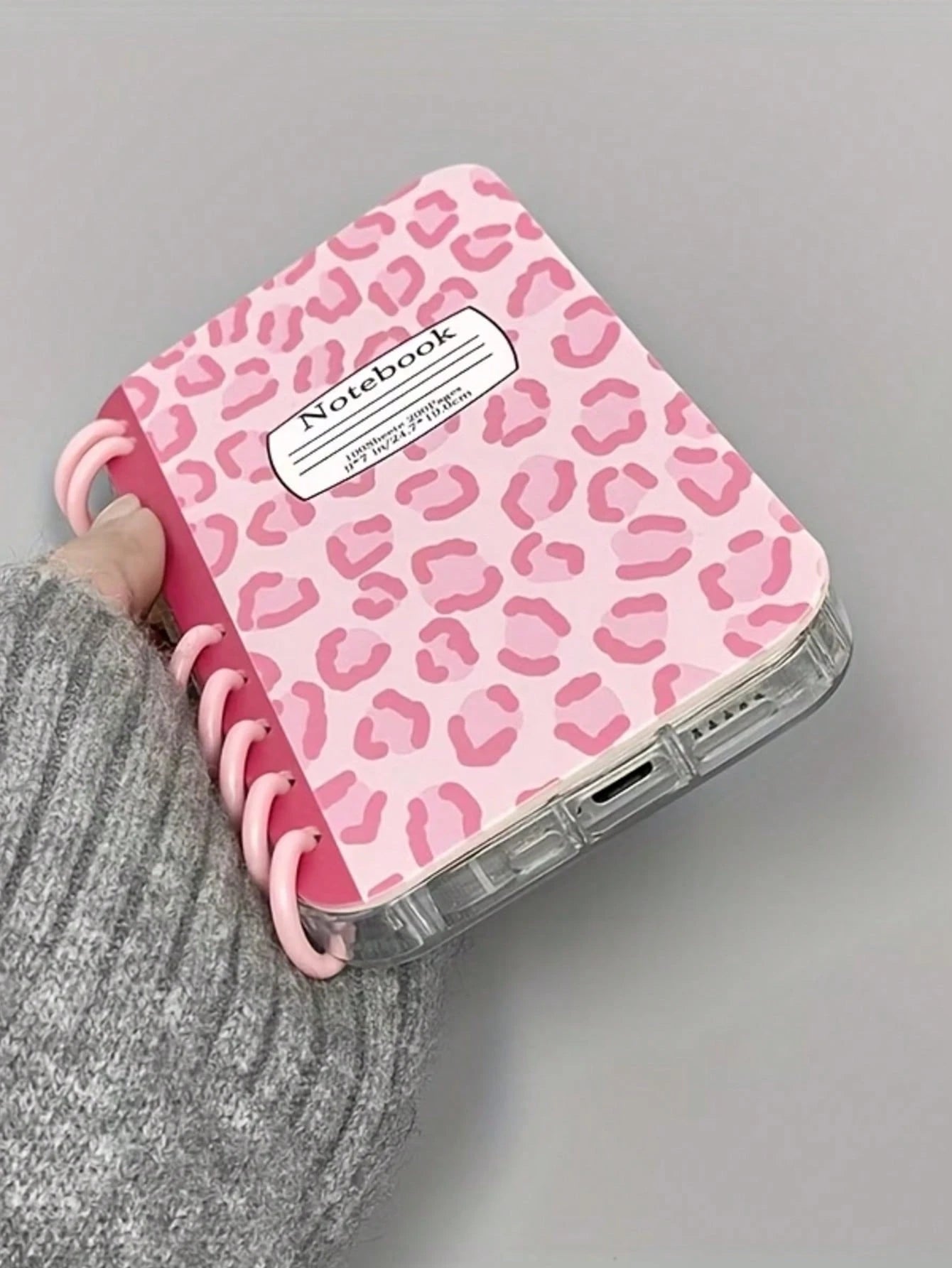1pc Pink Leopard Print Fashion Flip Notebook Style Protective Phone Case, Minimalist Anti-Drop Anti-Slip, Suitable For 16/16Plus/16Pro/16ProMax/15/15Plus/15ProMax/14/14Plus/14Pro/14ProMax, 13/13Pro/13