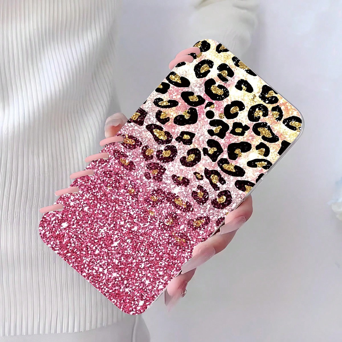 1pc Pink Leopard Print Fashion Flip Notebook Style Protective Phone Case, Minimalist Anti-Drop Anti-Slip, Suitable For 16/16Plus/16Pro/16ProMax/15/15Plus/15ProMax/14/14Plus/14Pro/14ProMax, 13/13Pro/13