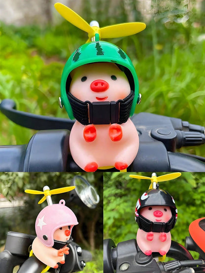 1pc Pink Pig With Helmet Creative Personalized Motorcycle Decoration, Elastic Band Suitable For Most Motorcycles And Bikes, Cute Pig Head Motorcycle/Bicycle Handlebar Decoration, Creative Personalized