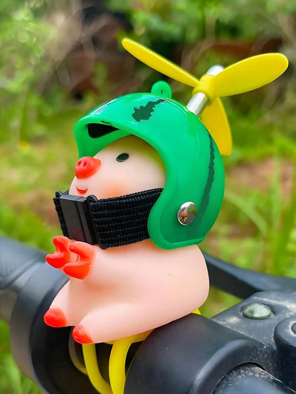 1pc Pink Pig With Helmet Creative Personalized Motorcycle Decoration, Elastic Band Suitable For Most Motorcycles And Bikes, Cute Pig Head Motorcycle/Bicycle Handlebar Decoration, Creative Personalized