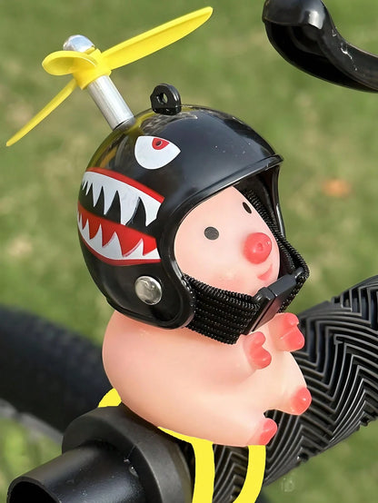 1pc Pink Pig With Helmet Creative Personalized Motorcycle Decoration, Elastic Band Suitable For Most Motorcycles And Bikes, Cute Pig Head Motorcycle/Bicycle Handlebar Decoration, Creative Personalized