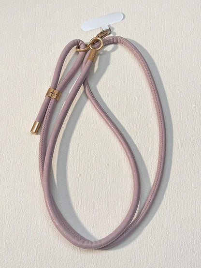 1pc Plain Leather Long Neck Strap Lanyard With Metal Clasp, Durable Crossbody Phone Hanging Cord Gifts For Mother, Family, Friends, Birthday, Holiday Phone Charm, Phone Chain