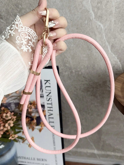 1pc Plain Leather Long Neck Strap Lanyard With Metal Clasp, Durable Crossbody Phone Hanging Cord Gifts For Mother, Family, Friends, Birthday, Holiday Phone Charm, Phone Chain