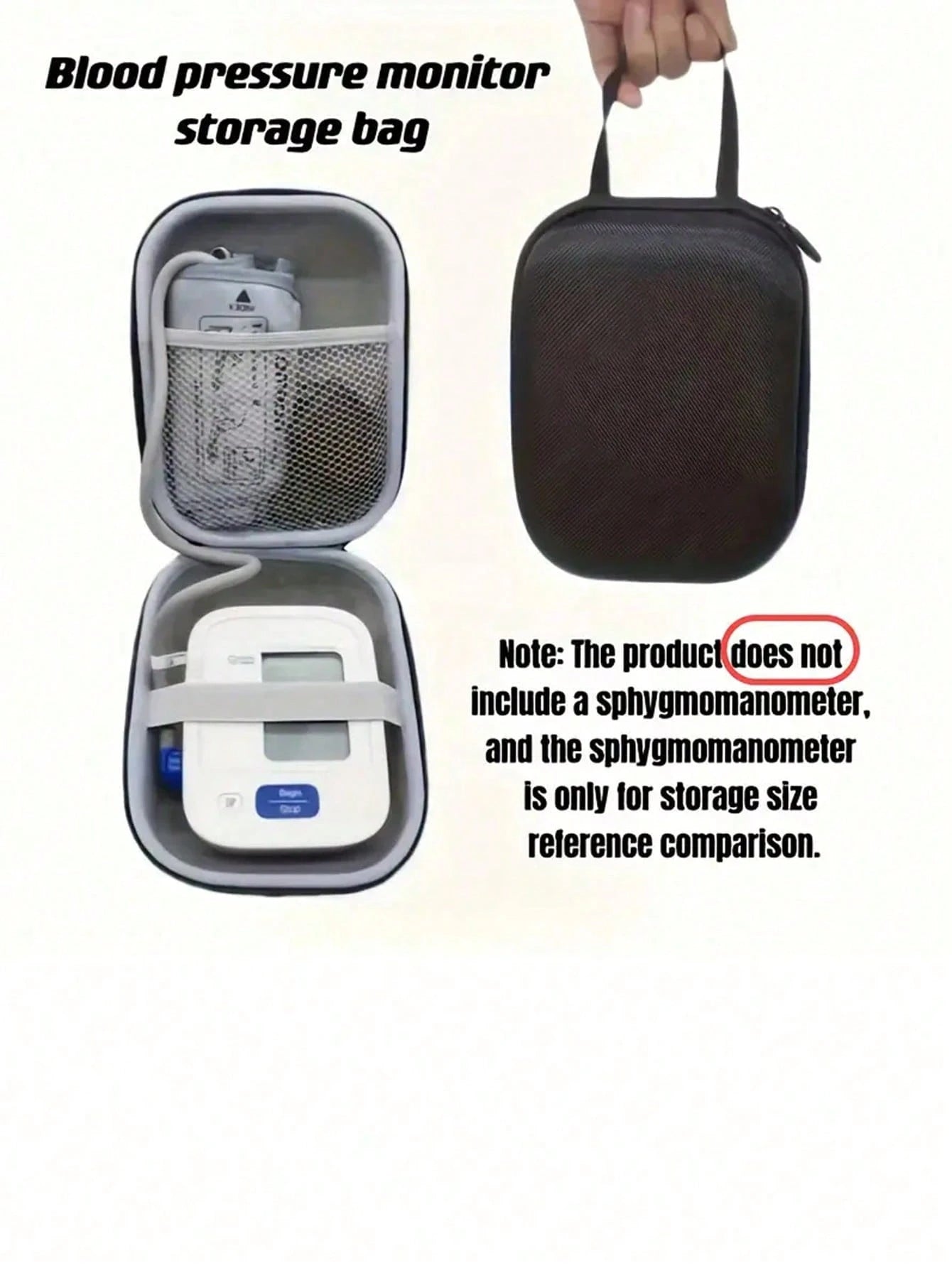 1PC Portable Blood Pressure Monitor Case- Protective Hard Shell Storage Bag For Home Use, Fit For Cuff And Digital Machine Organizer Organization