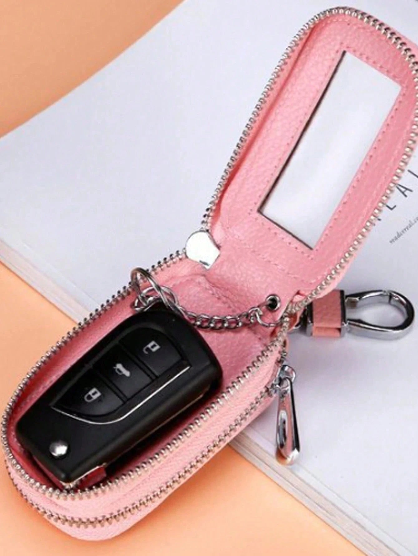 1pc Portable Fashionable Pu Car Key Bag Large Capacity Key Case Double Layer Waist Hanging Universal Zipper Key Bag For Men And Women Key Bag With Key Ring And Key Chain Bag Christmas Gifts Gift Thank